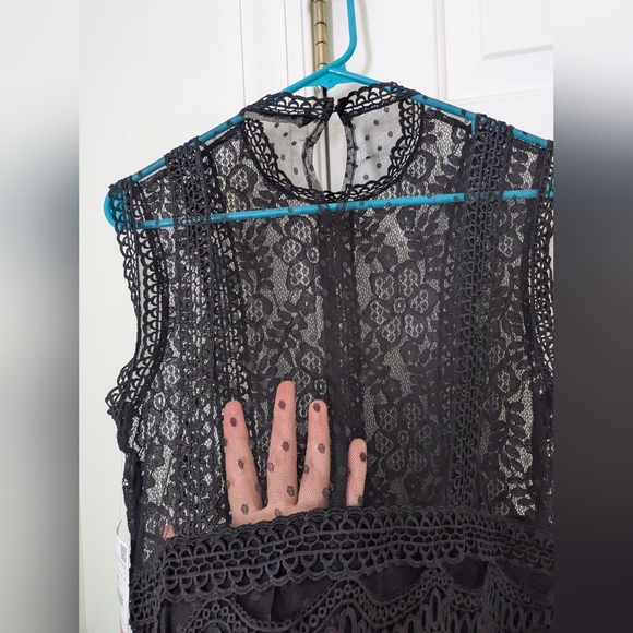 Zara black sleeveless lace top (NWT, size:M) - Picture 3 of 6